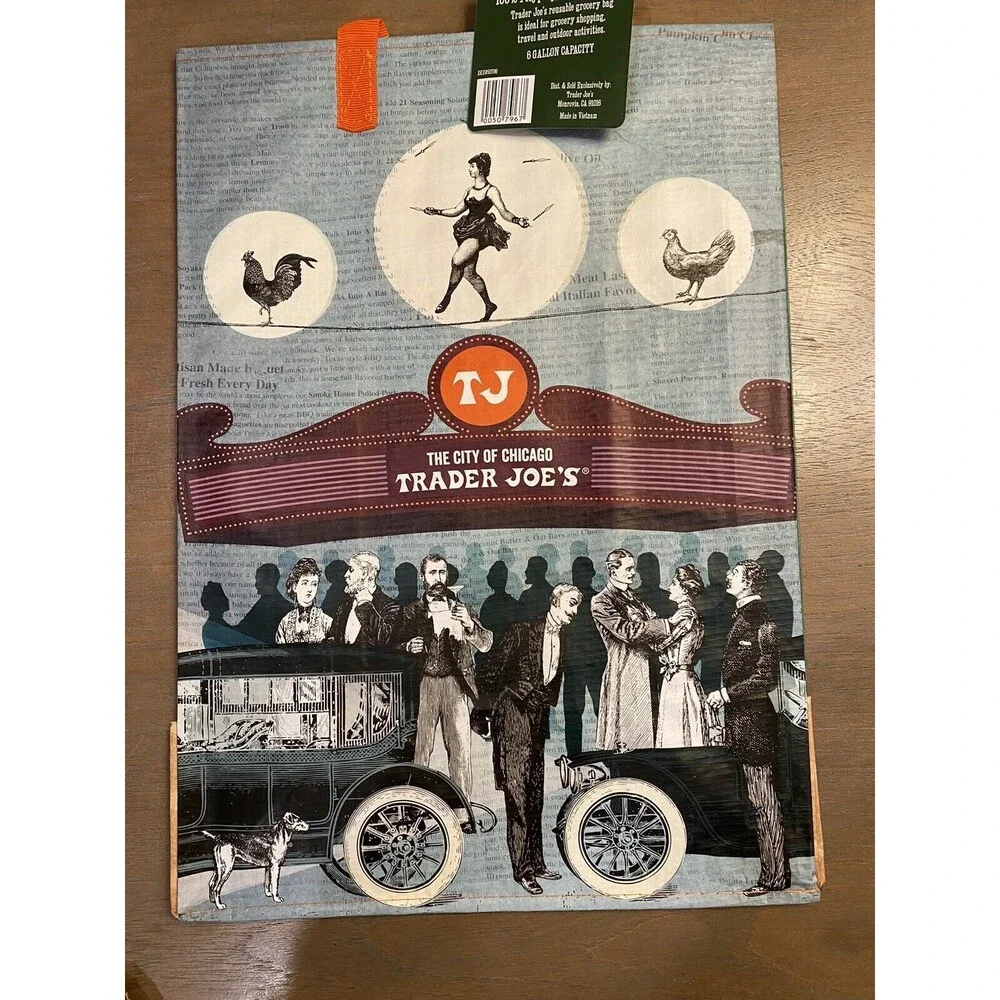 Trader Joe’s Bag CHICAGO Reusable NEW Grocery Shopping Gr8 Gift Ships Fast